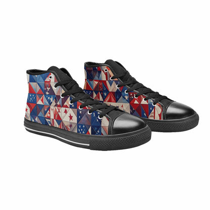 MEN'S American Flag Stars High Top Canvas Vivid Custom Sneakers