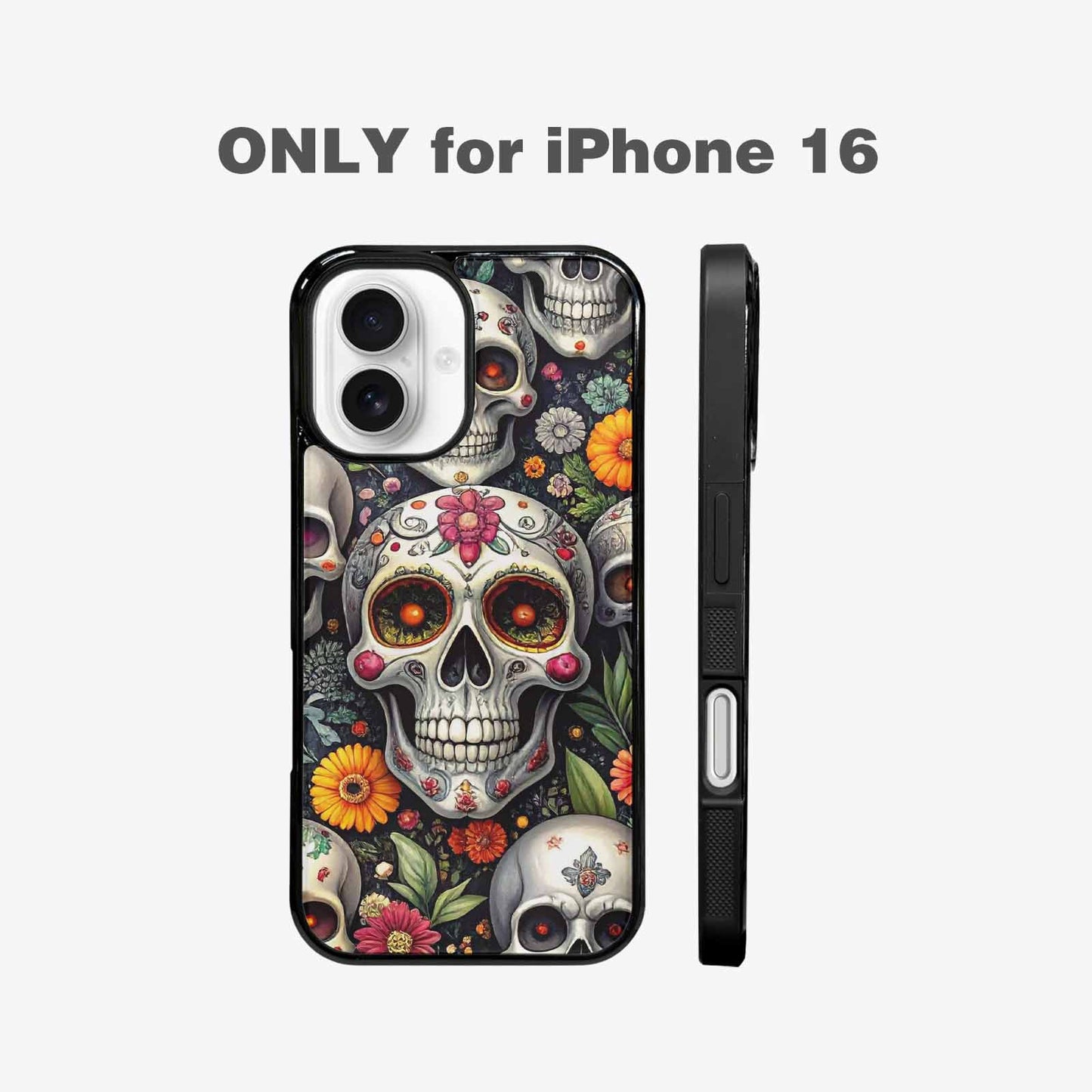 iPhone 16 Case — Greyscale Black And White Dark Black, Custom Print Case Cover