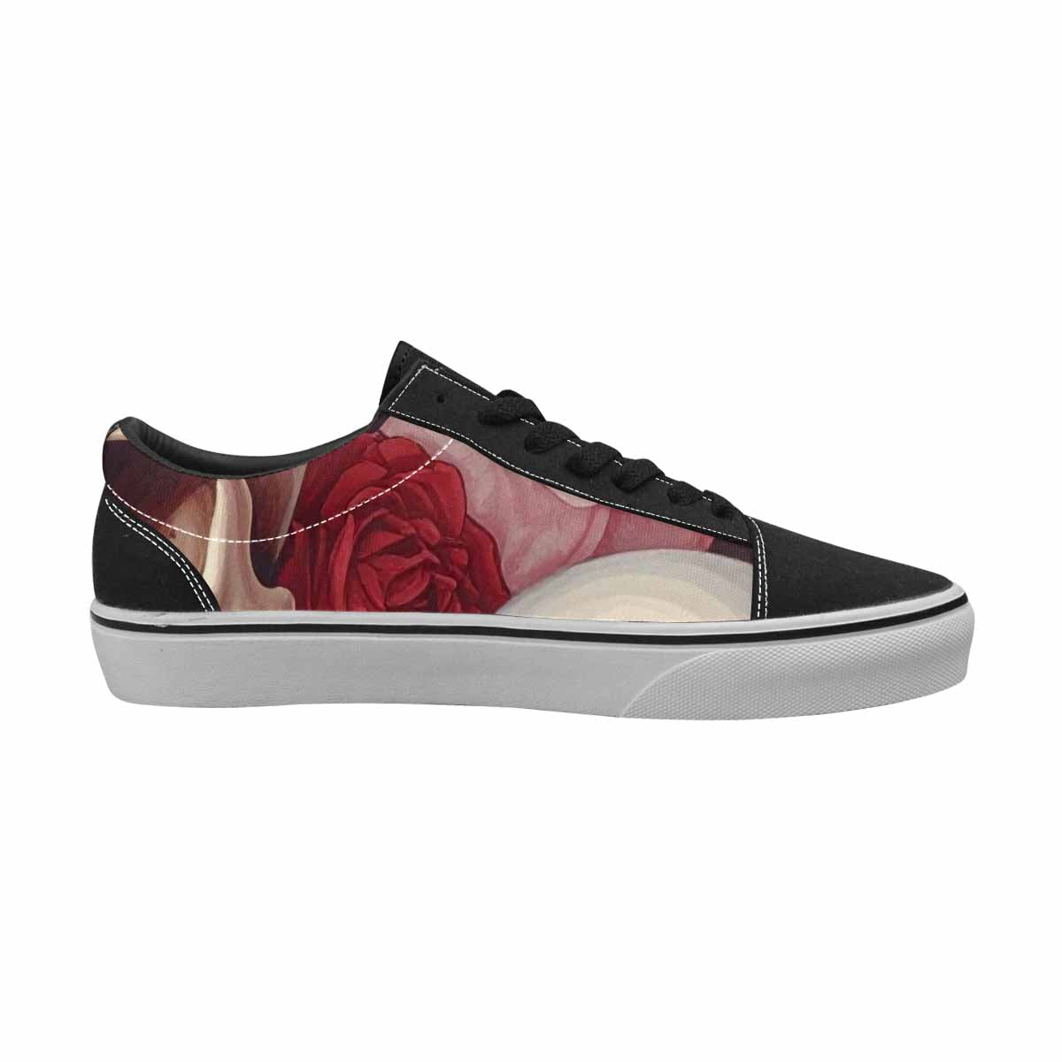 WOMEN'S Skulls Roses Soft Airbrush Canvas Lace-Up Dreamcore Sneakers