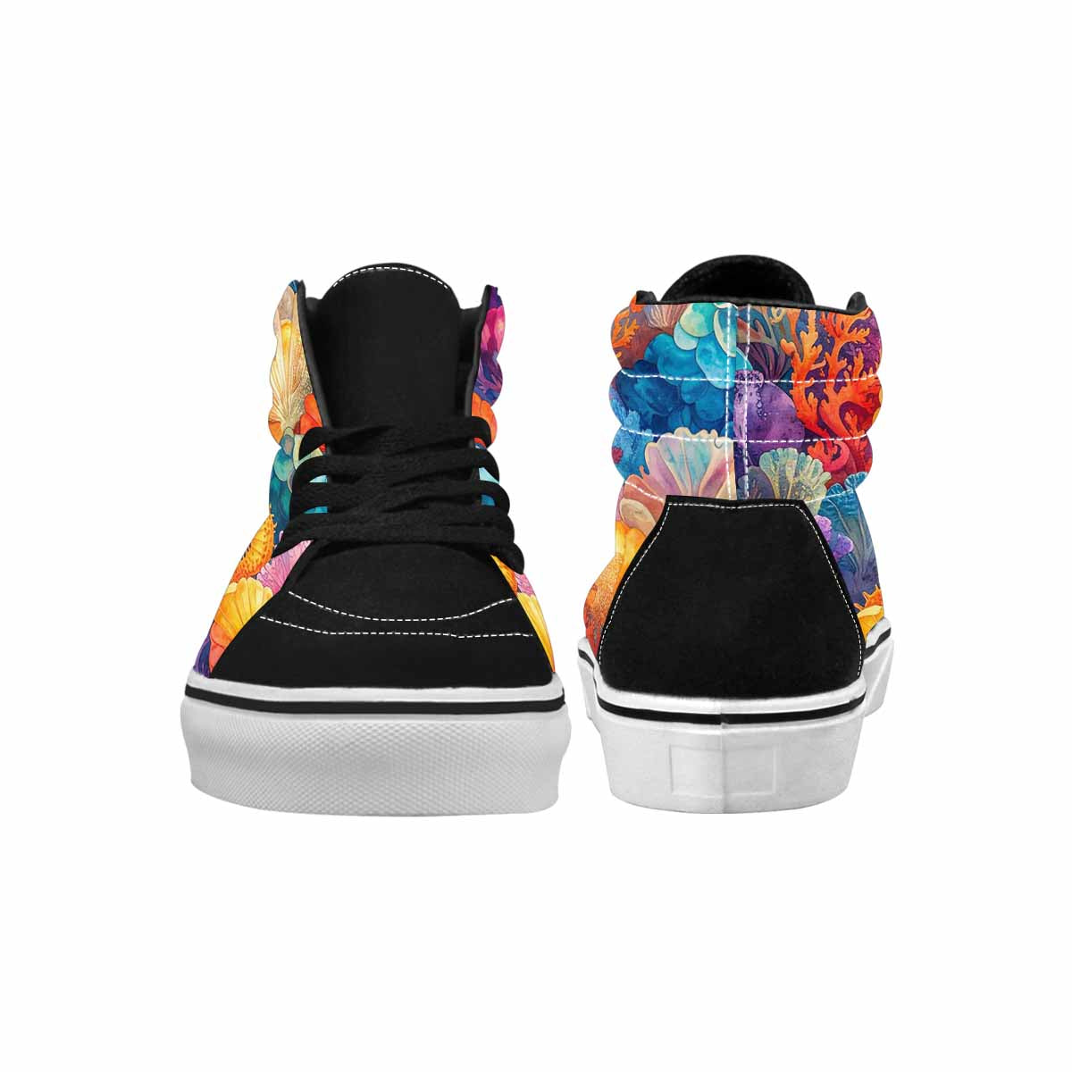WOMEN'S Fish Scale Coral High Top Canvas Vibrant Chaos Custom Sneakers