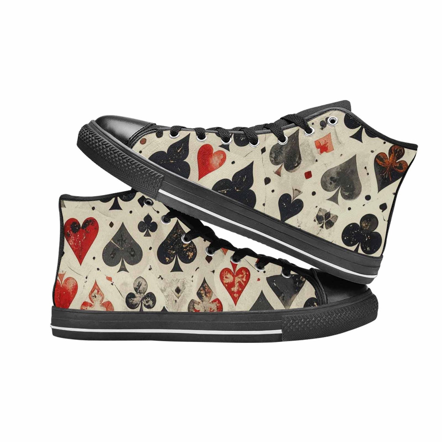 WOMEN'S Playing Card Suit High Top Canvas Wallpaper Art Sneakers