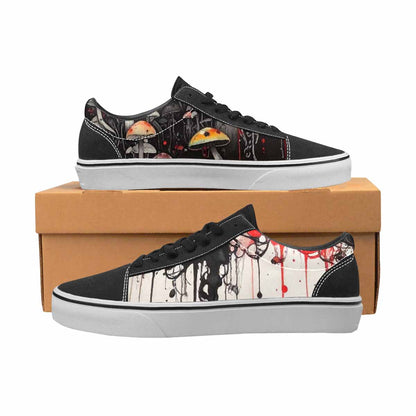 MEN'S Mushrooms Black & Red Ink Canvas Custom Design Wallpaper Art Original Art Sneakers