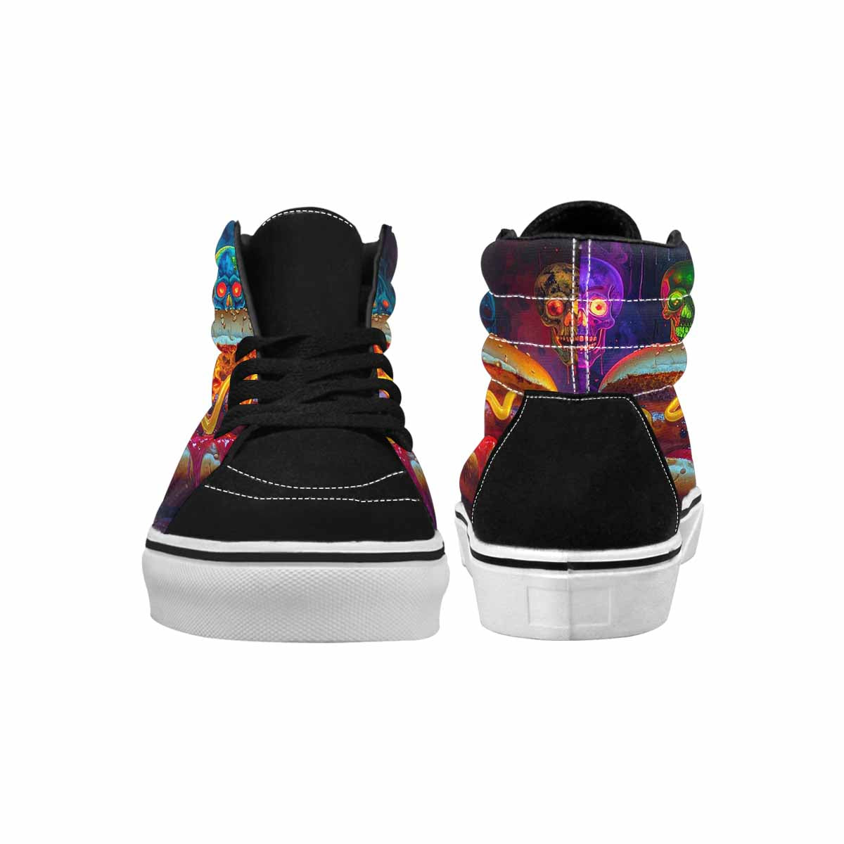 MEN'S Toxic Skeleton Hot Dog High Top Canvas Melting Art Custom Sneakers