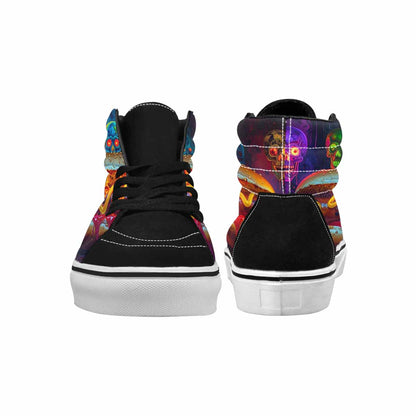 MEN'S Toxic Skeleton Hot Dog High Top Canvas Melting Art Custom Sneakers