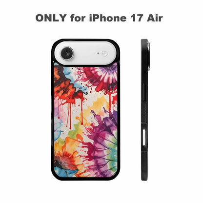 iPhone 17 Air Case — Tie Dye Swirls Black Red Tie, Custom Phone Case