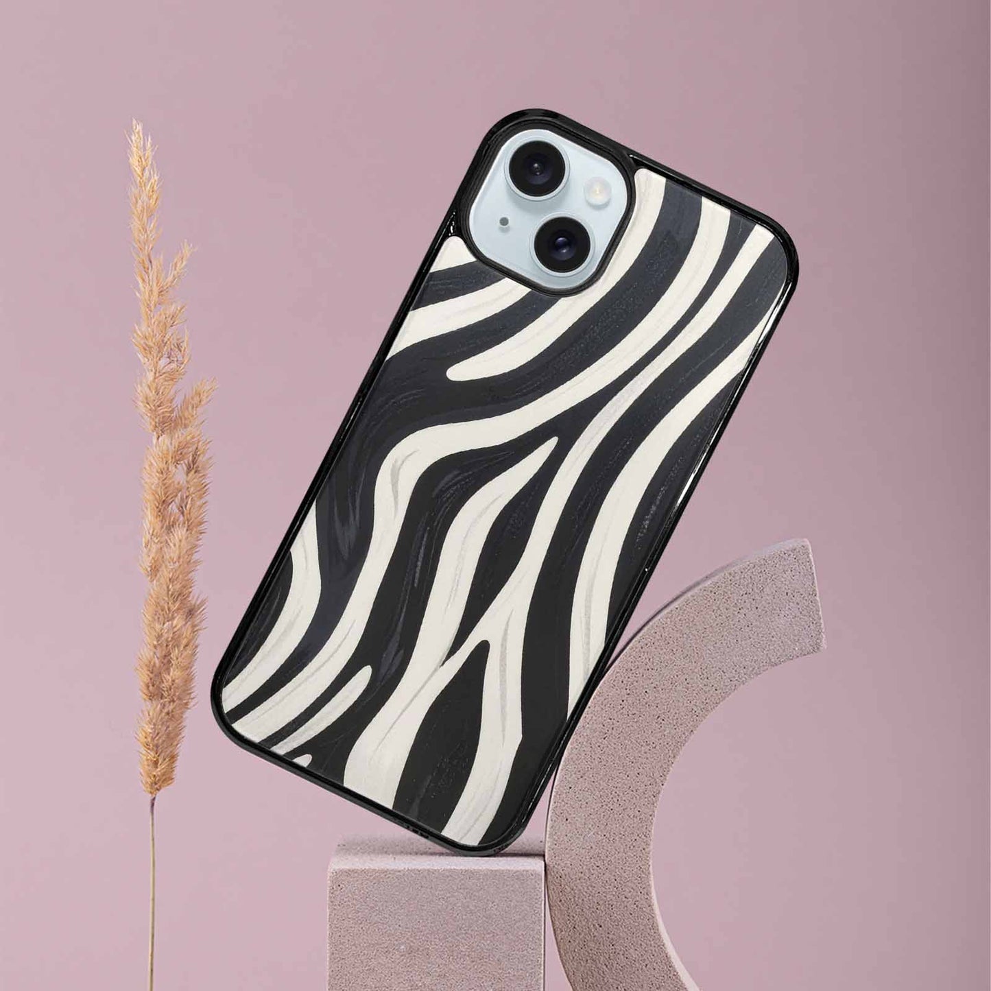 iPhone 15 Plus Case — Modern Zebra Stripe Custom Personalized Phone, Personalized Phone Case