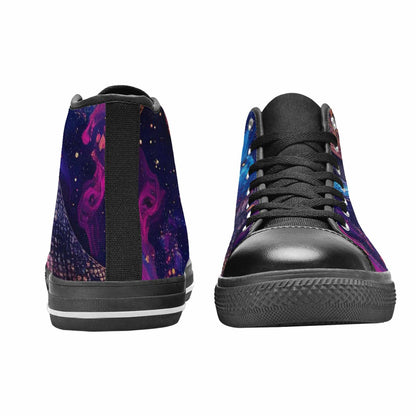 WOMEN'S Galaxy Snake Print High Top Canvas Surreal Custom Sneakers
