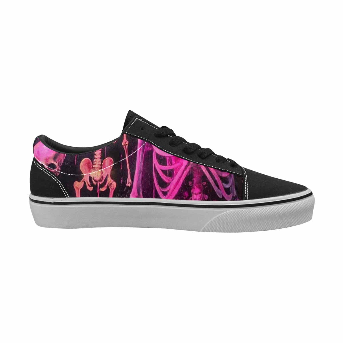 WOMEN'S Skeletons  Neon Pink Lace-Up Canvas Dark Academia Custom Sneakers