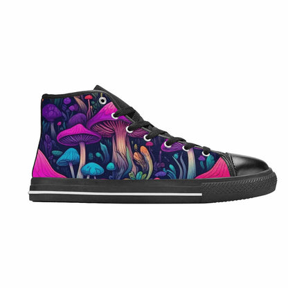 MEN'S Psychedelic Mushroom High Top Canvas Surreal Custom Sneakers