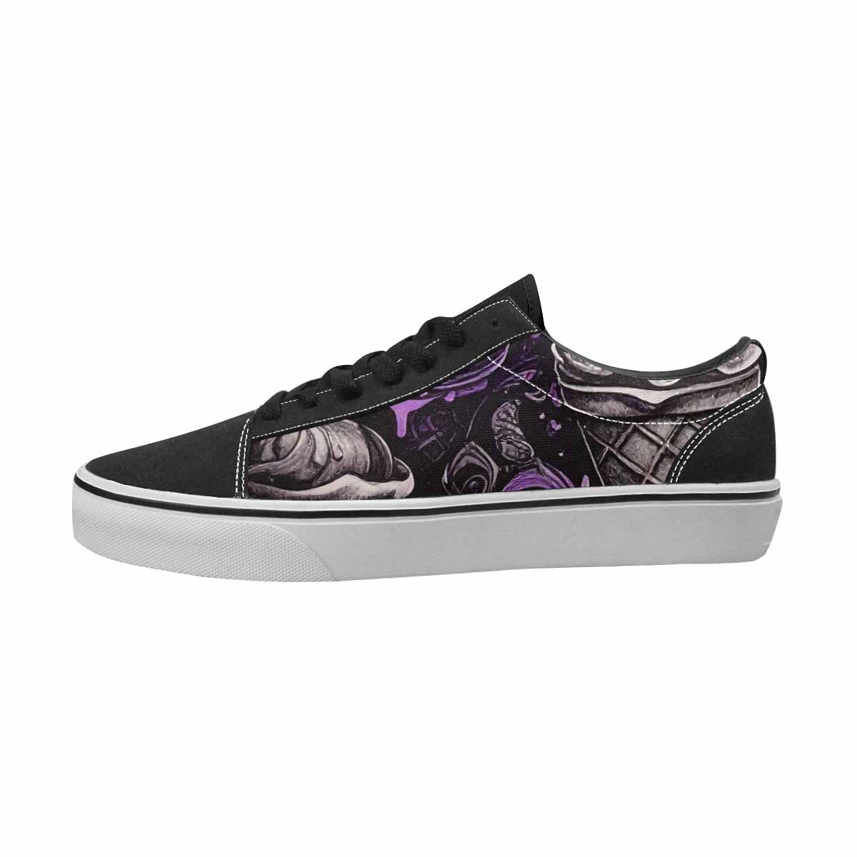 WOMEN'S Ice Cream Black & Purple Ink Canvas Original Design Neon Fantasy Sneakers