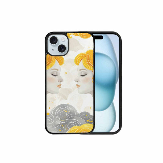 iPhone 15 Plus Case — Gemini Twins Zodiac Pattern Seamless Repeat, Custom Art Phone Cover