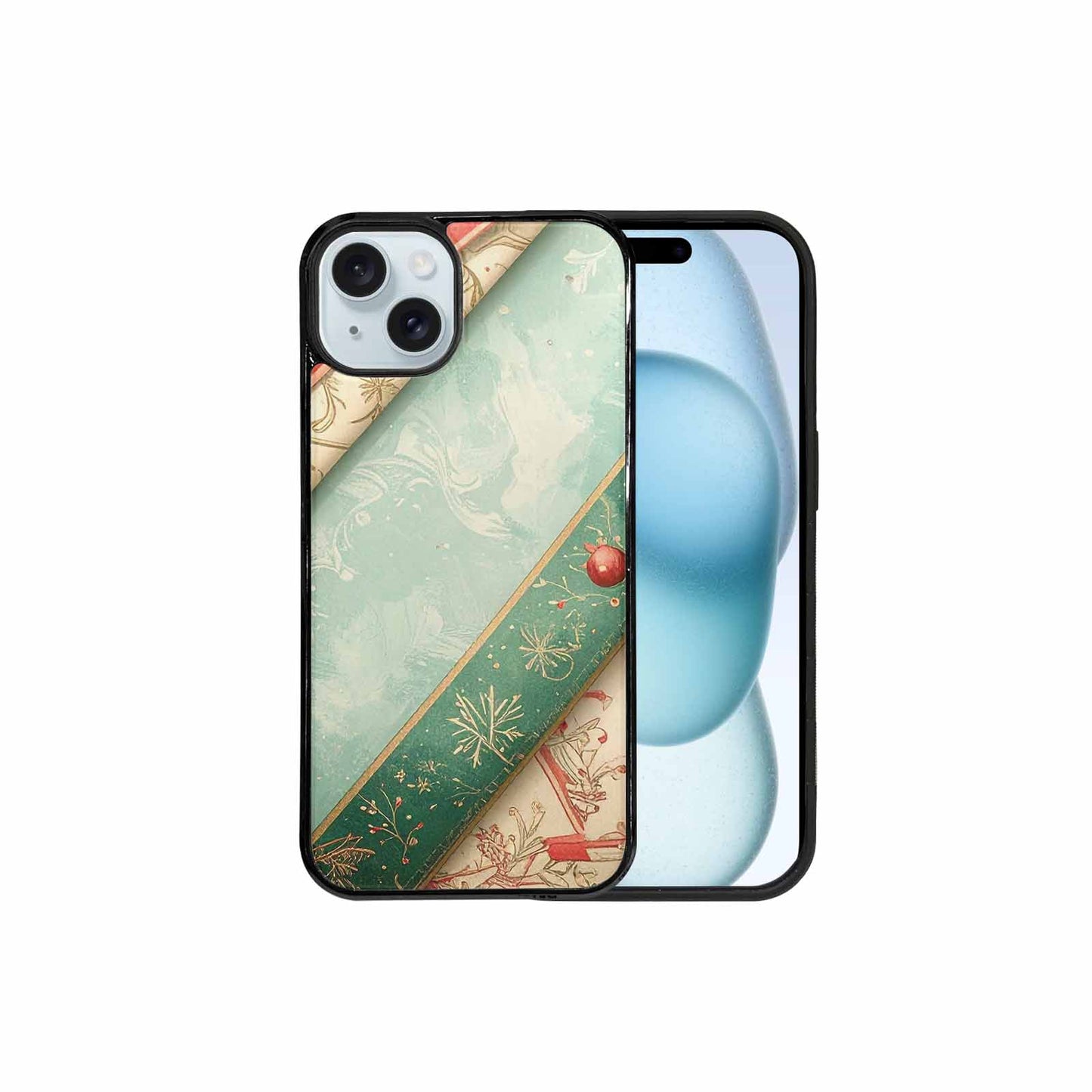 iPhone 15 Plus Case — Christmas Wrapping Paper Pattern Art Wallpaper, Custom Printed Phone Case