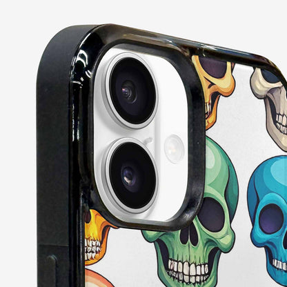 iPhone 16 Case — Vibrant Skull Seamless, Personalized Phone Case