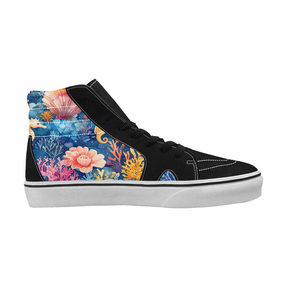 MEN'S Fish Scale Coral High Top Canvas Vivid Custom Shoes