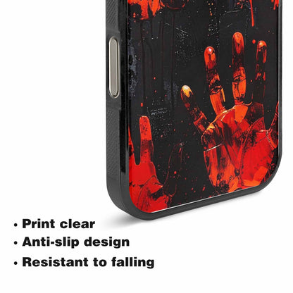 iPhone 15 Pro Max Case — Halloween Splatter Handprint, Custom Designed Case Cover