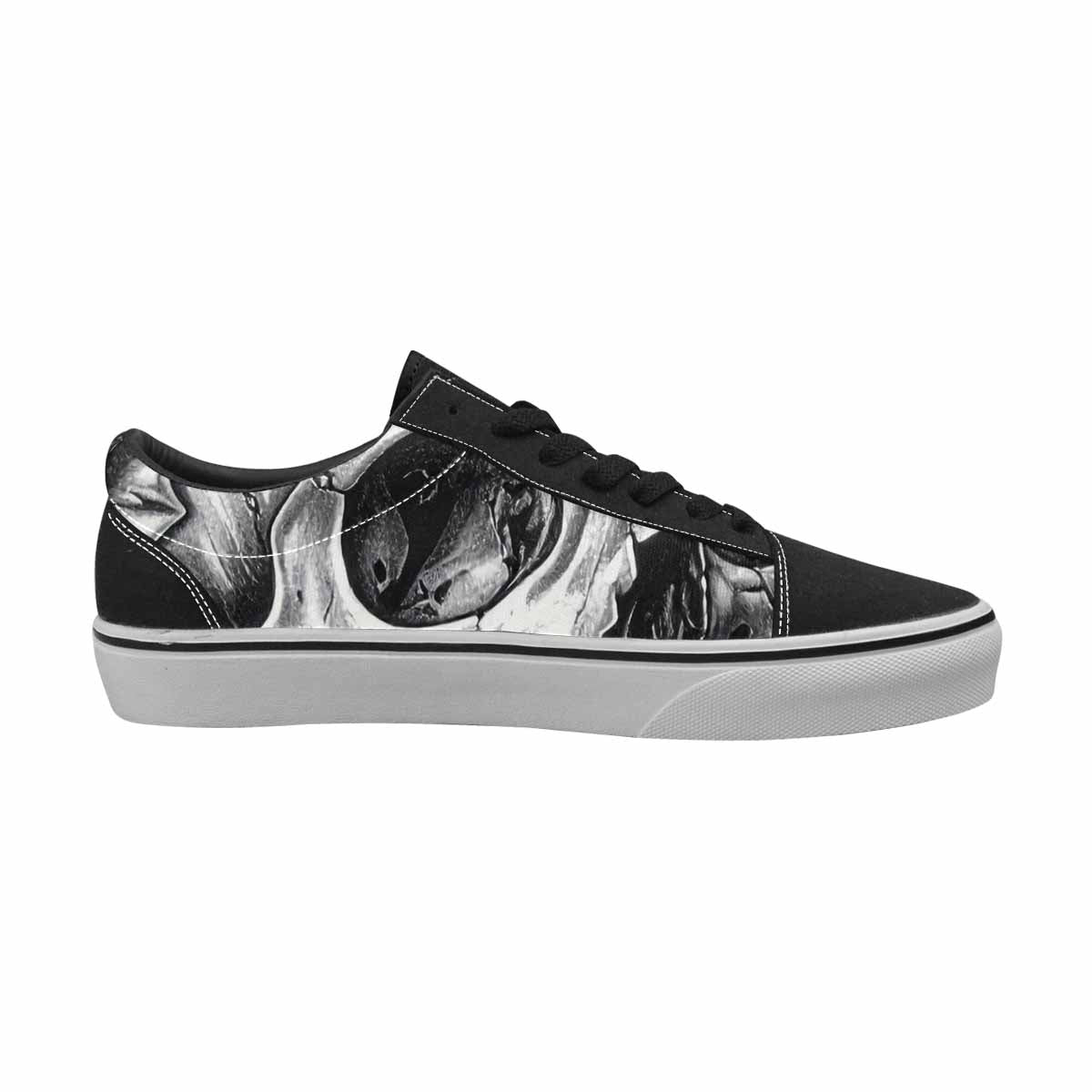 WOMEN'S Skulls Roses Pen Ink Canvas Lace-Up Neon Fantasy Sneakers