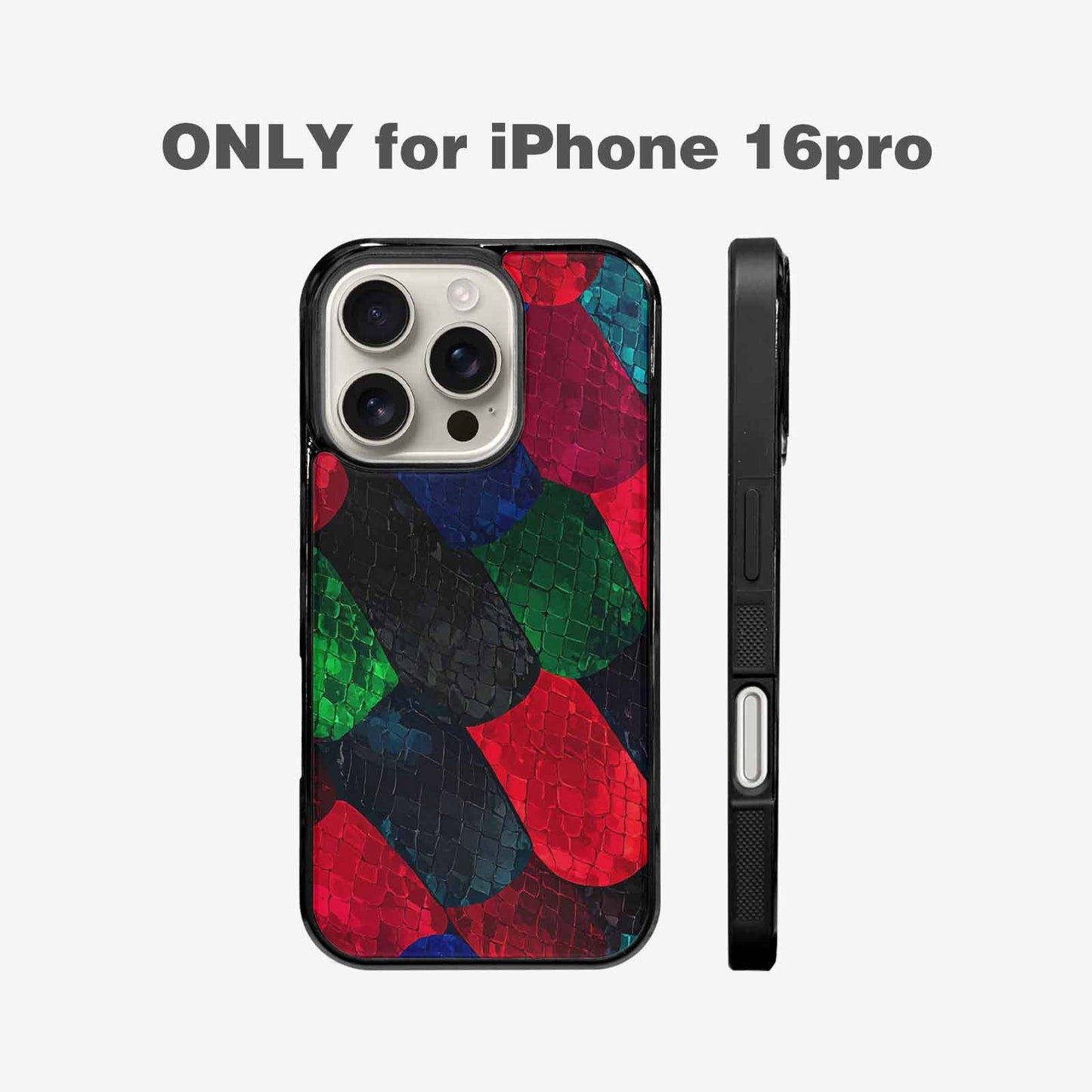 iPhone 16 Pro Case — Dark Snake Print, Personalized Phone Case