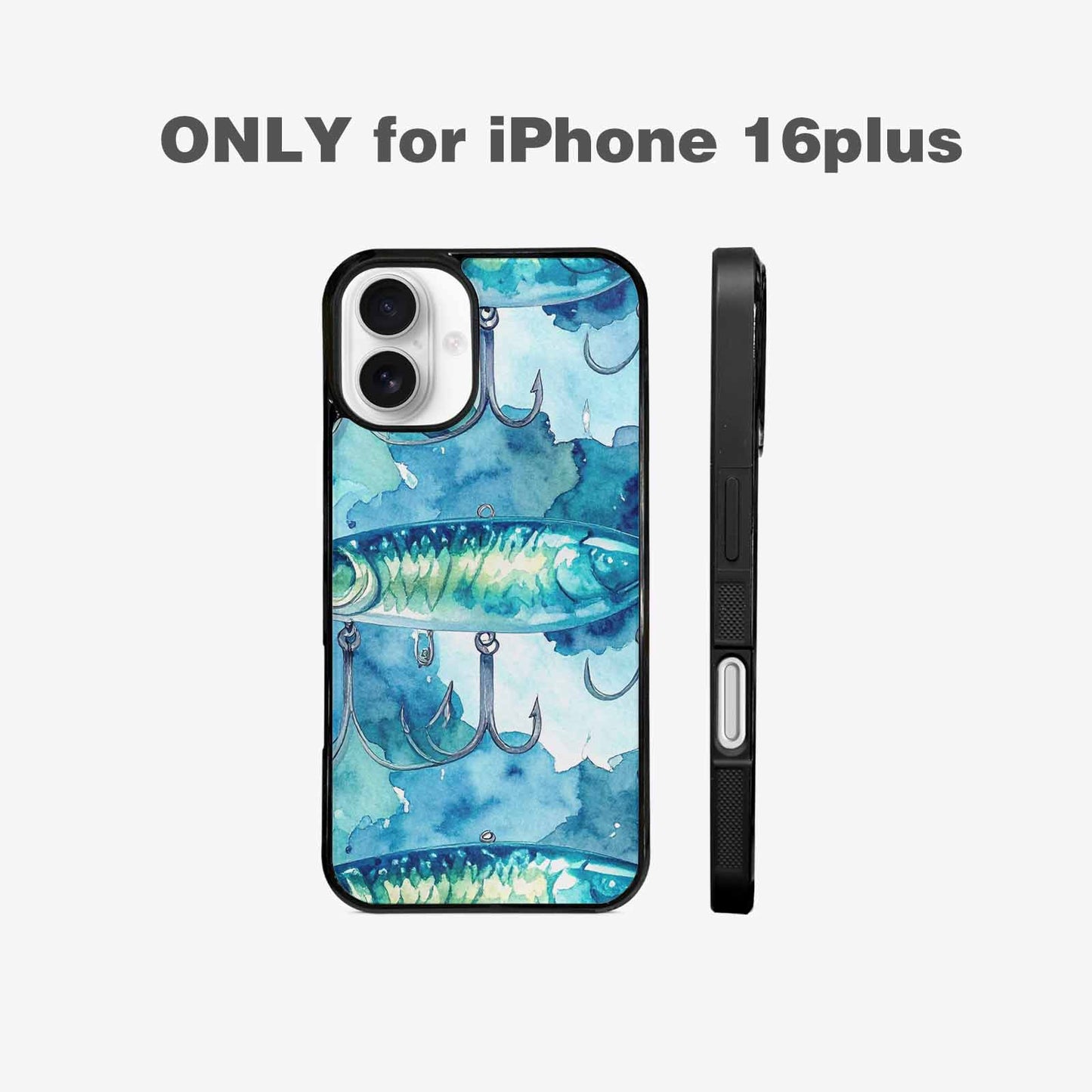 iPhone 16 Plus Case — Fishing Lure And Hook Pattern Seamless, Custom Print Case Cover