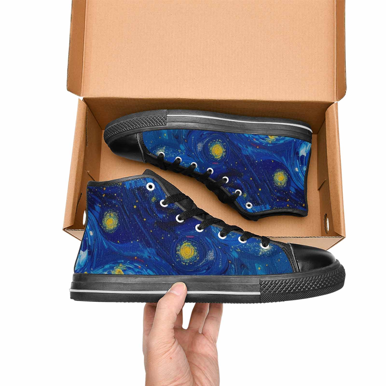 WOMEN'S Starry Night Van Gogh High Top Canvas Cottagecore Shoes