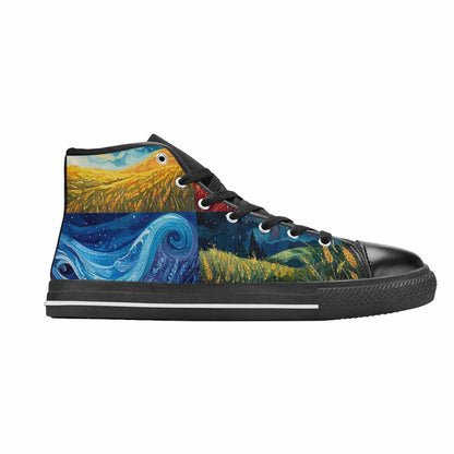 WOMEN'S Van Gogh-Style Swirl High Top Canvas Aesthetic Custom Shoes