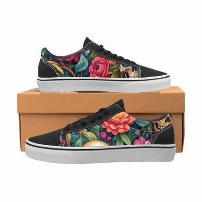WOMEN'S Skulls  Botanical Skulls Lace-Up Canvas Kaleidoscope Sneakers
