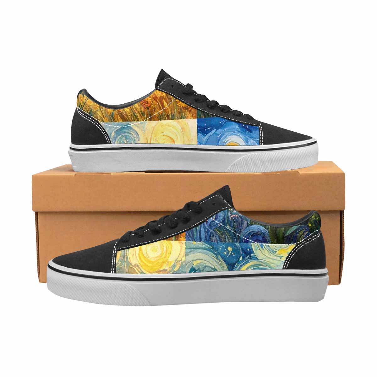 WOMEN'S Van Gogh-Style Swirl Canvas Lace-Up Vibrant Chaos Custom Sneakers