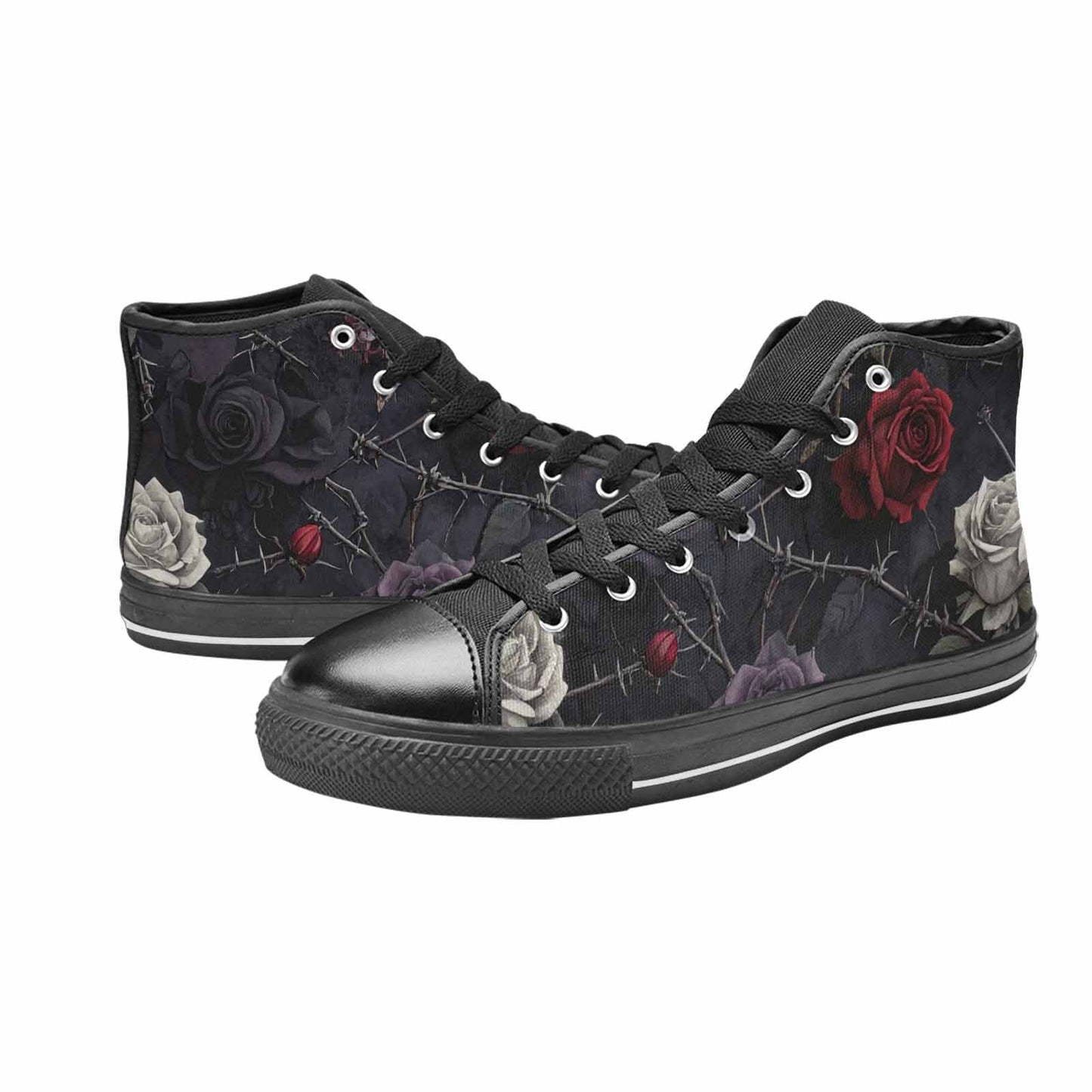 MEN'S Black Gothic Rose High Top Canvas Vivid Custom Shoes