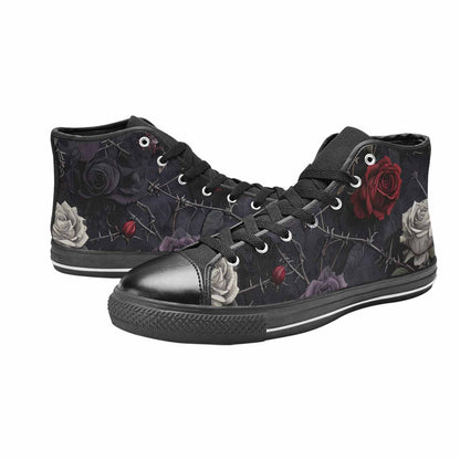 MEN'S Black Gothic Rose High Top Canvas Vivid Custom Shoes