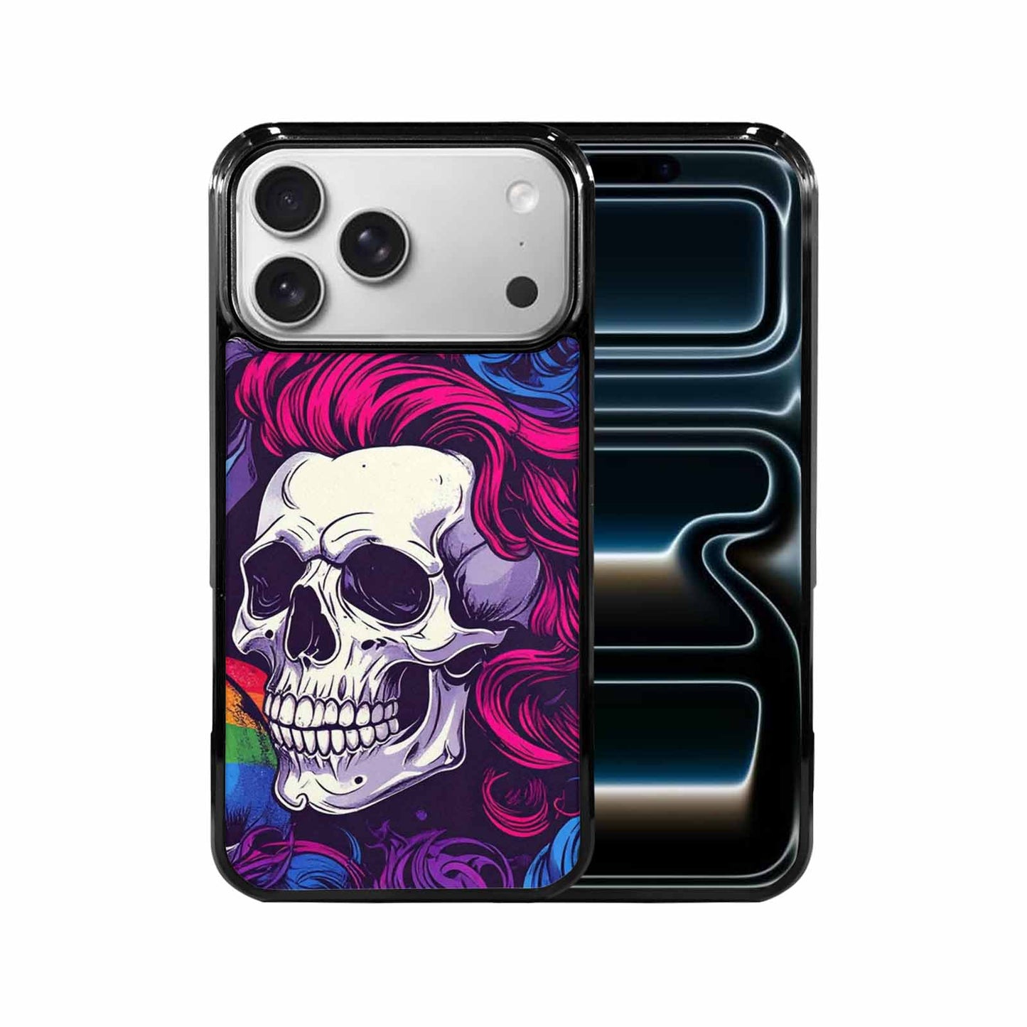 iPhone 17 Pro Max Case — Pride Flag Skulls Seamless Gothic Skulls, Custom Printed Phone Case