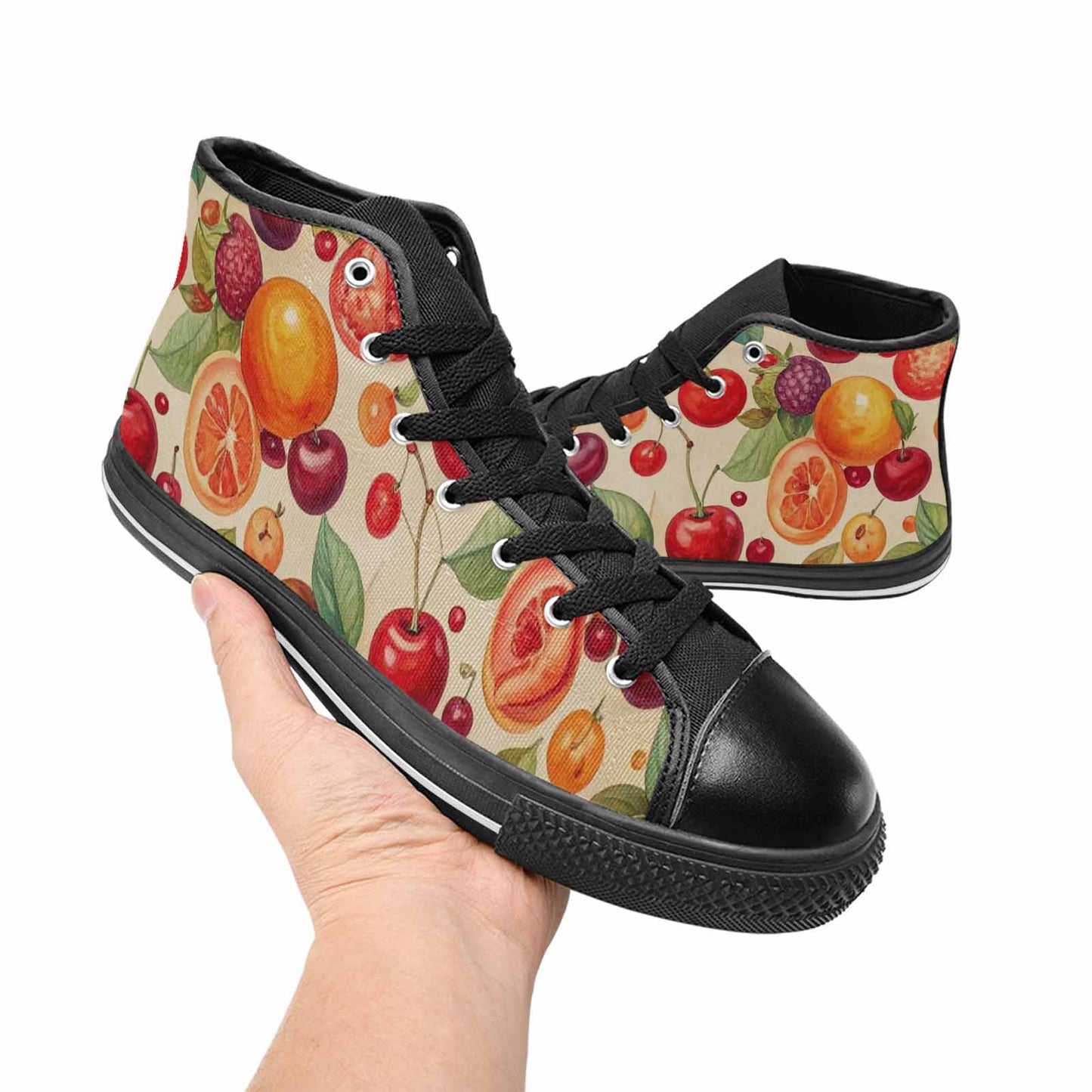 MEN'S Cherry Fruit Print High Top Canvas Wallpaper Art Shoes