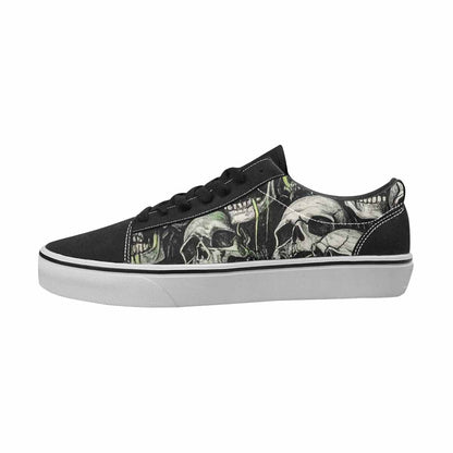 MEN'S Skulls Black & Green Ink Canvas Custom Design Dreamcore Original Art Sneakers