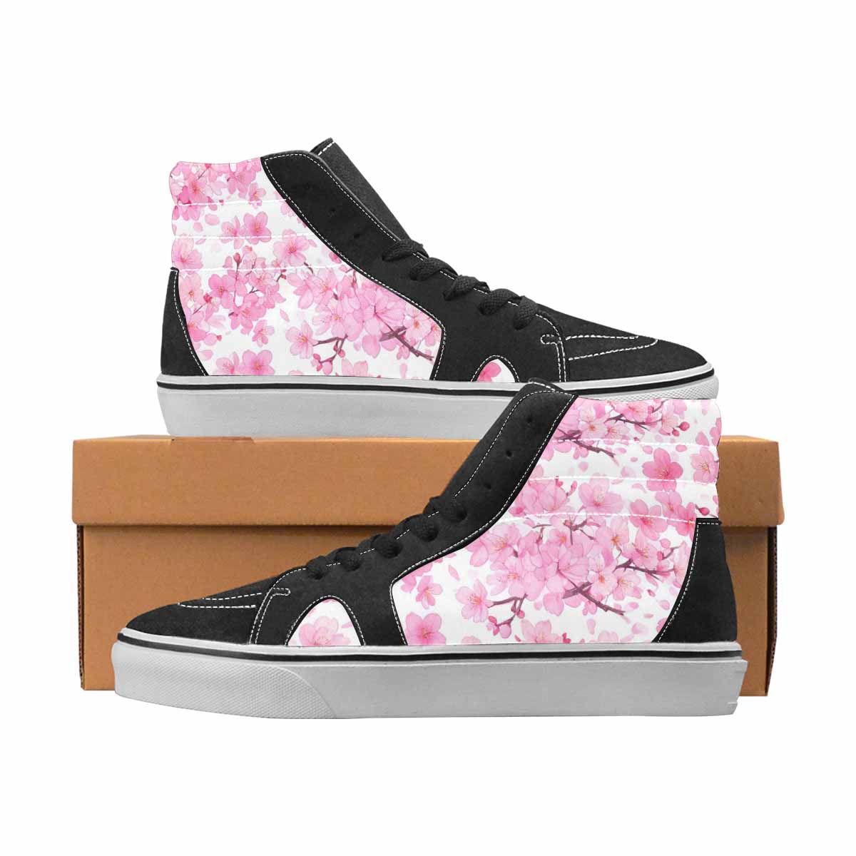 WOMEN'S Cherry Blossom High Top Canvas Boutique Cottagecore Handmade Custom Shoes