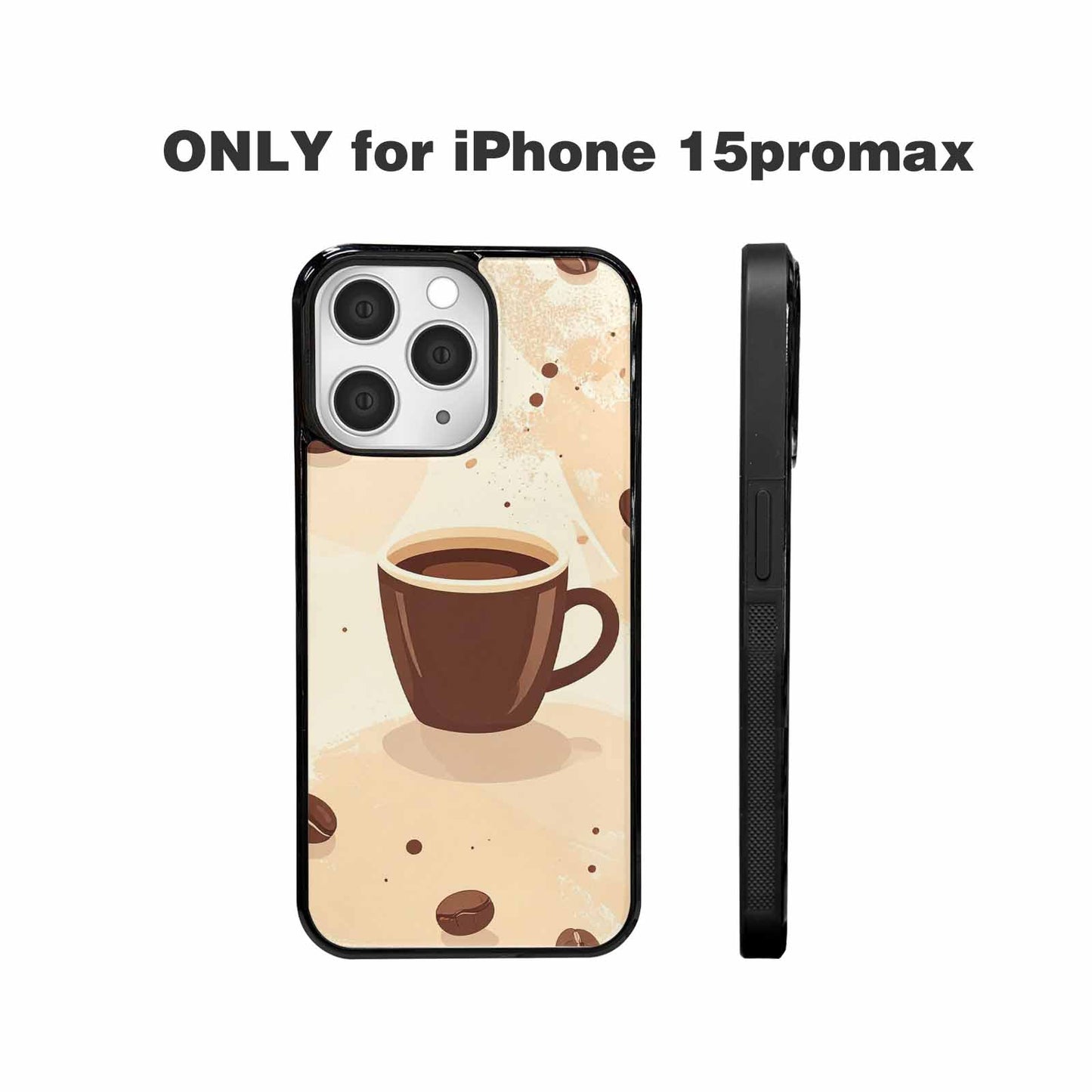 iPhone 15 Pro Max Case — Coffee Cup And Bean Pattern Seamless, Custom Phone Case