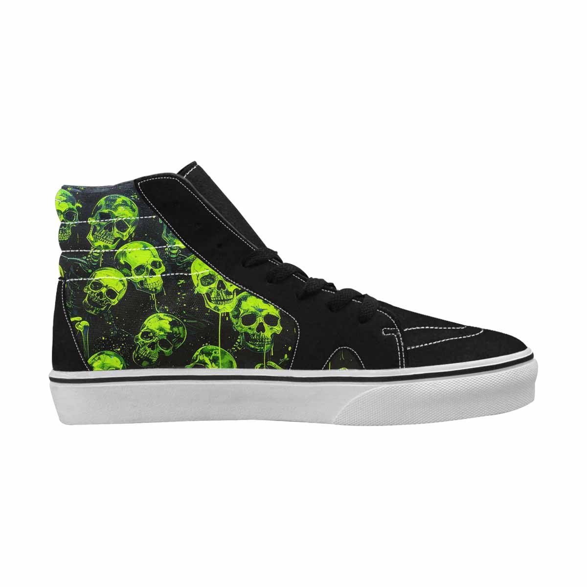 MEN'S Skeletons  Neon Green High Top Canvas Dark Academia Custom Sneakers