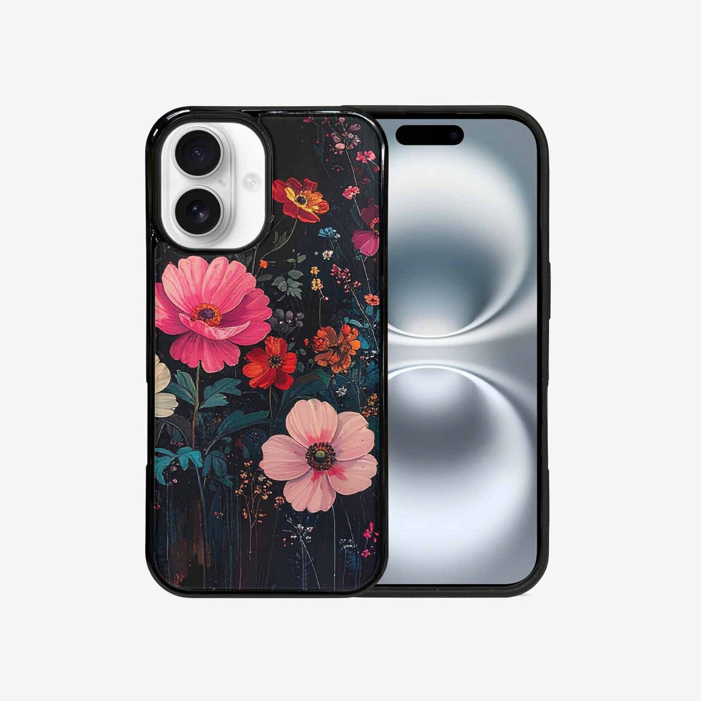 iPhone 16 Case — Shadowy Glitch Floral Pattern Hundreds Of, Custom Print Case Cover