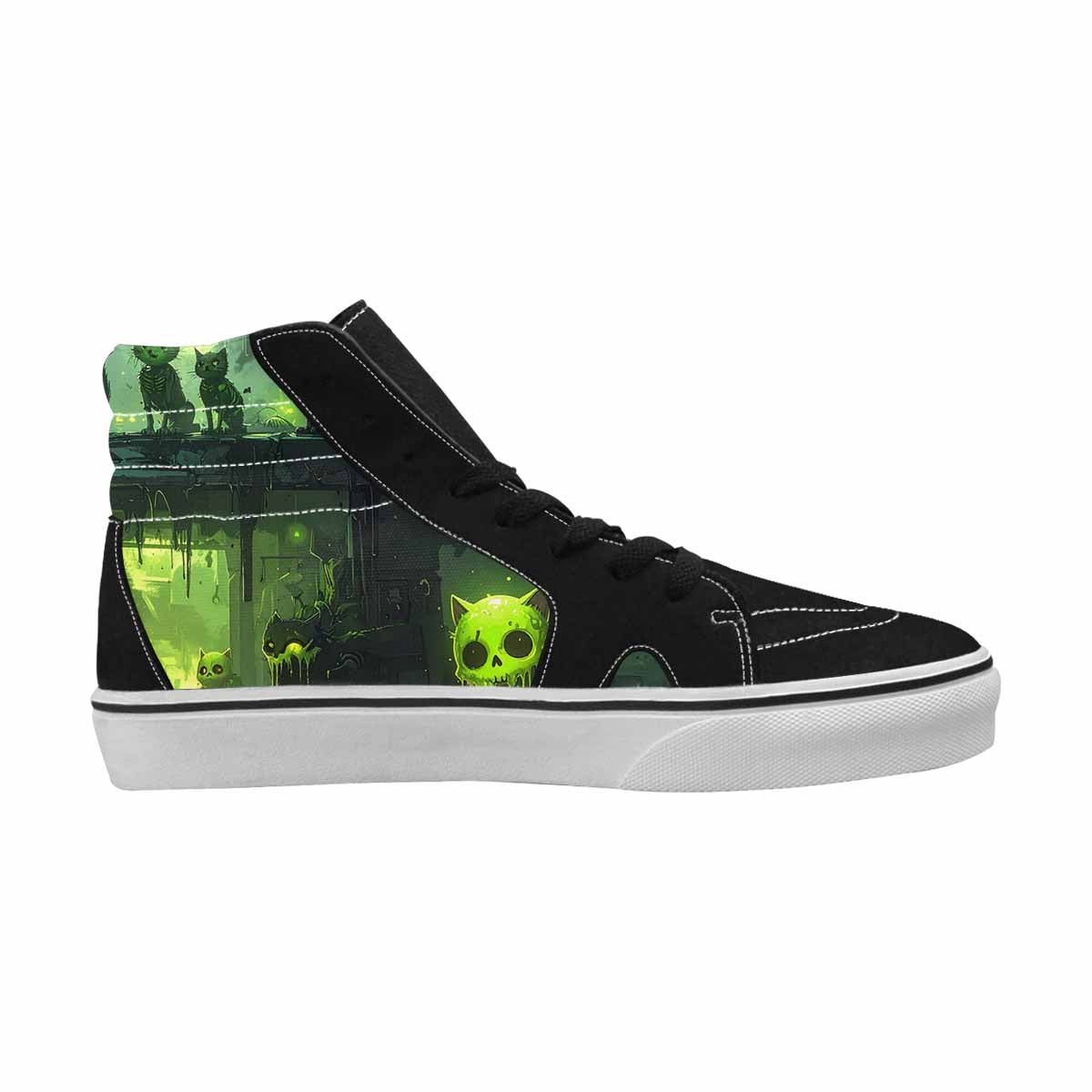 MEN'S Toxic Melting Skeleton Cats High Top Canvas Surreal Custom Shoes