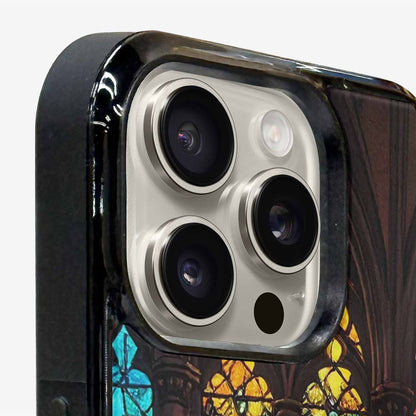 iPhone 16 Pro Case — Stained Glass Cathedral, Custom Printed Phone Case