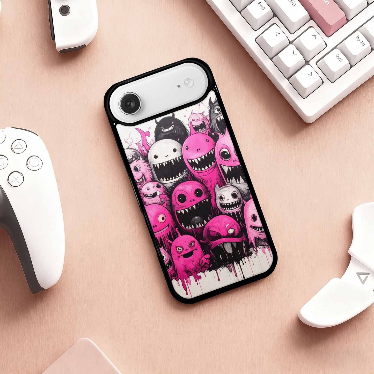 iPhone 17 Air Case — Monsters General Black Pink Ink Cartoon, Unique Phone Case Design