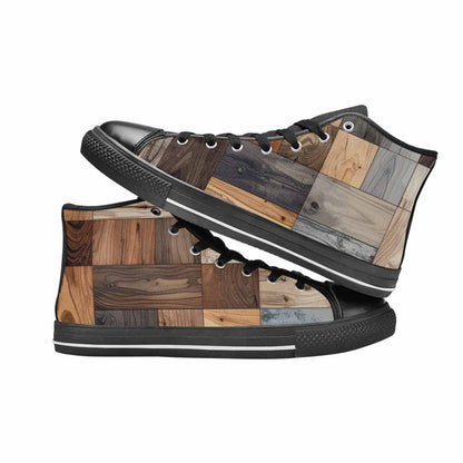 MEN'S Wood Grain Texture High Top Canvas Grunge Shoes