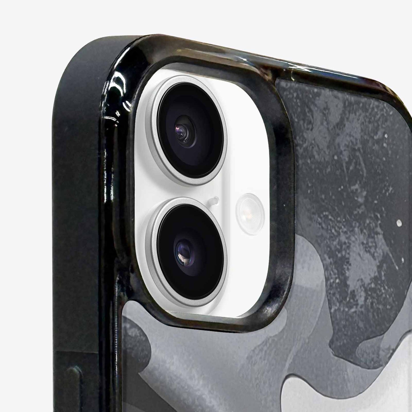 iPhone 16 Case — Grey Camo Print, Unique Phone Case Design