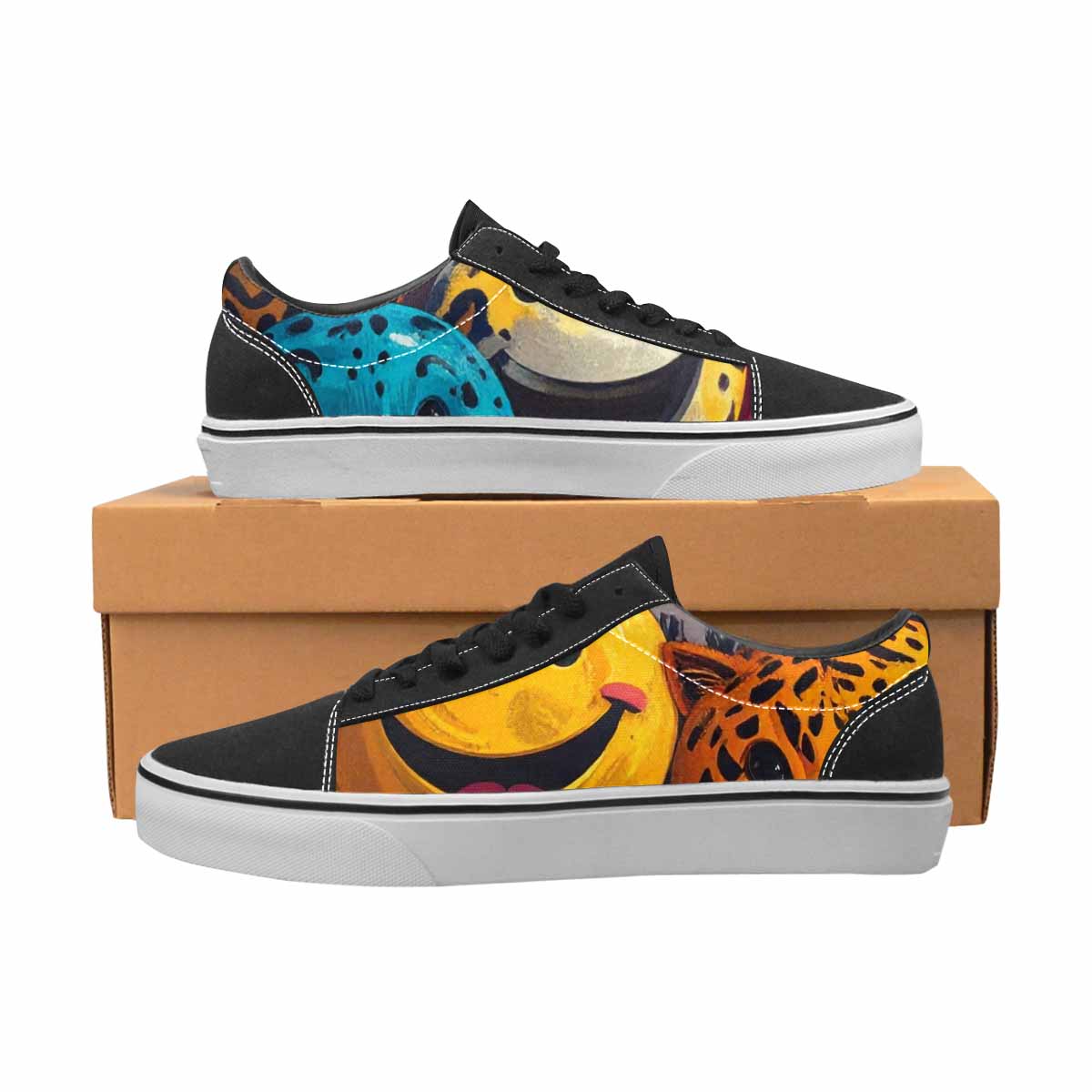 WOMEN'S Smiley Faces Lace-Up Canvas Grunge Shoes