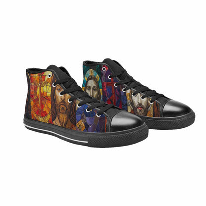 MEN'S Jesus Face Small High Top Canvas Vibrant Chaos Shoes