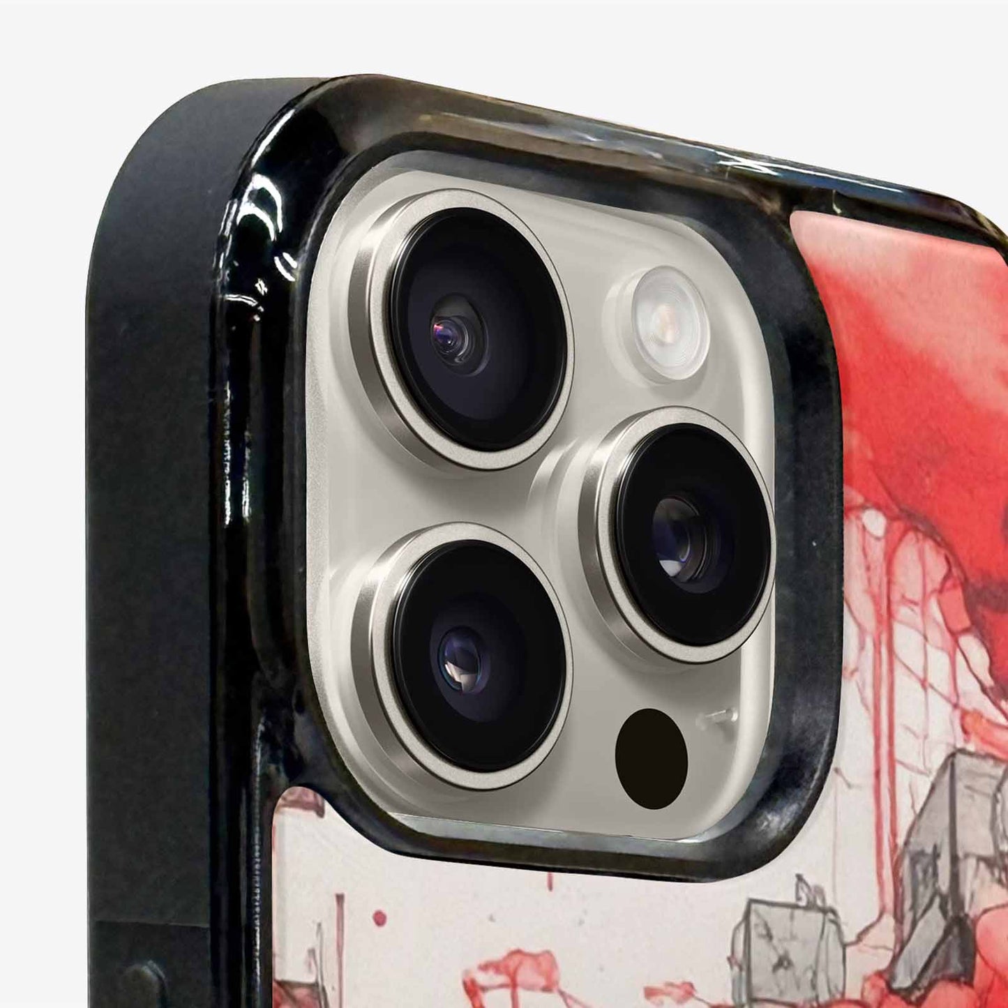iPhone 16 Pro Max Case — Liminal Space Fragment Black Red Ink, Custom Made Phone Cover