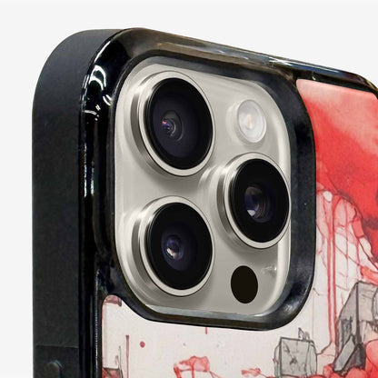 iPhone 16 Pro Max Case — Liminal Space Fragment Black Red Ink, Custom Made Phone Cover