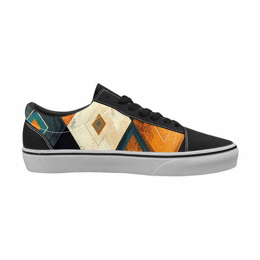 WOMEN'S Southwestern Geometric Diamond Canvas Lace-Up Neon Fantasy Custom Sneakers