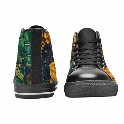 MEN'S Snake Skin Reptile High Top Canvas Wallpaper Art Shoes
