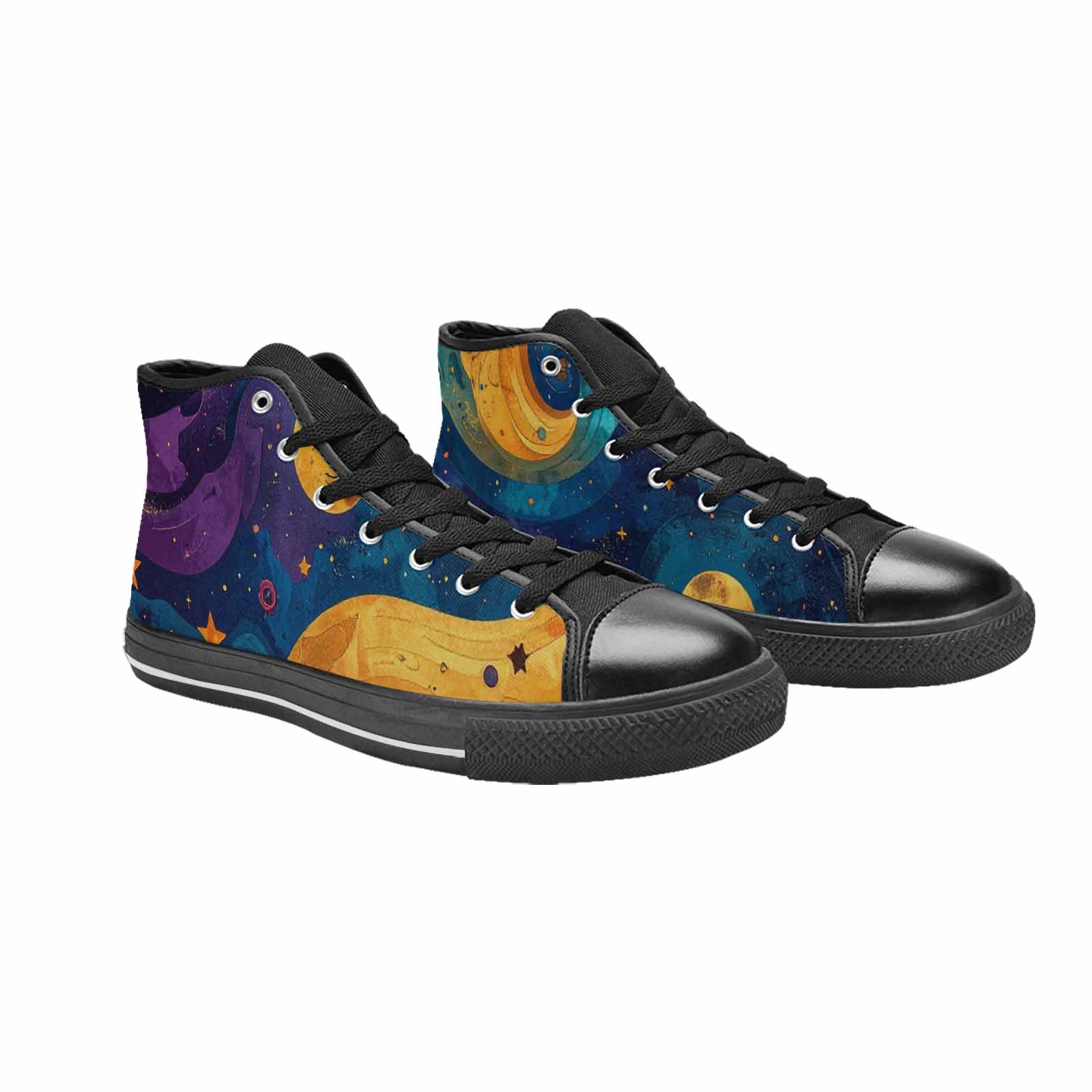 WOMEN'S Steampunk Galaxy High Top Canvas Neon Fantasy Shoes