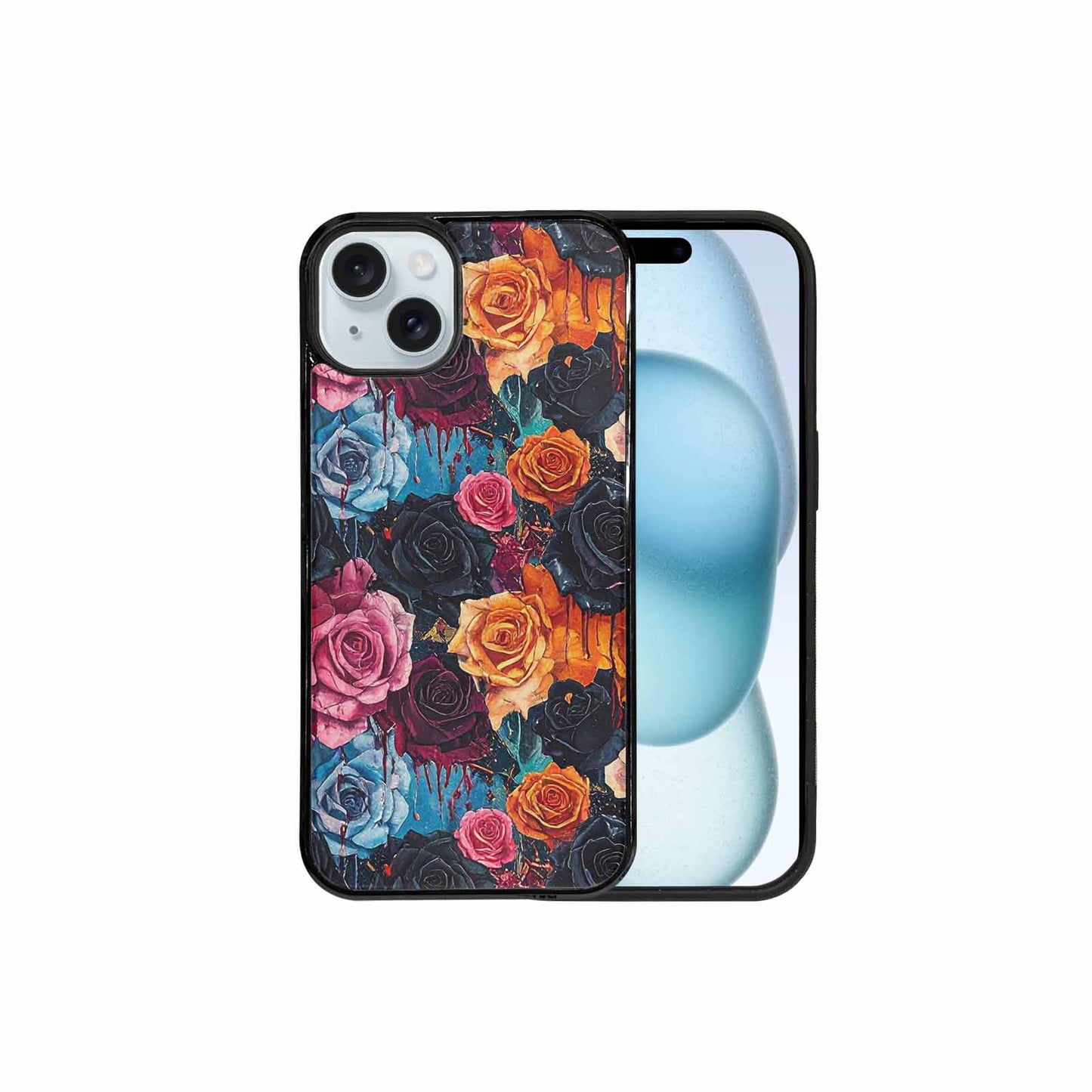 iPhone 15 Plus Case — Gothic Rose Gothic Roses Pattern Hundreds, Custom Phone Case