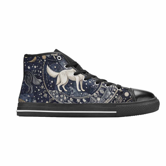 WOMEN'S Wolves Everywhere Collage High Top Canvas Dark Academia Sneakers
