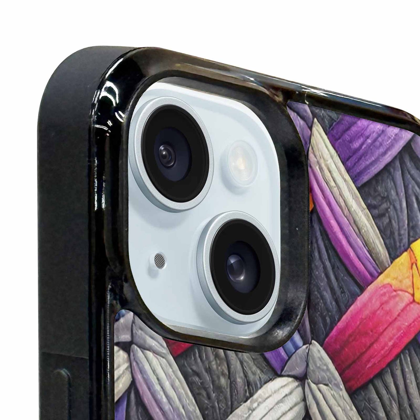 iPhone 15 Plus Case — Asexual Flag Color Theme Small Rainbow, Unique Phone Case Design